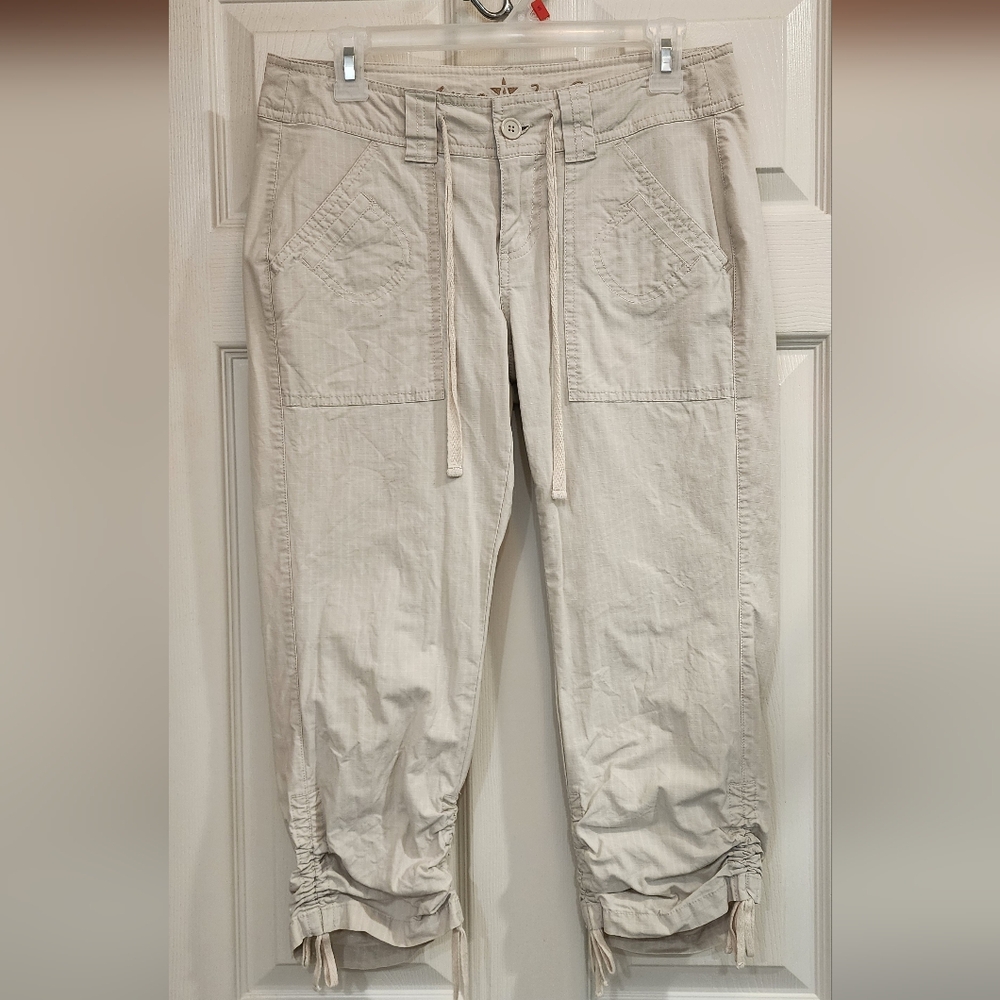 Arizona Jean Company Beige (tan) Cropped Cargo Pants with Drawstring